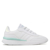 Low Top White Leather Blue Sneakers