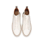 Mid Top Beige Leather Sneakers