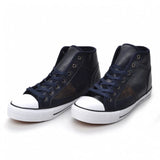 High Top Black Leather Vintage Sneakers